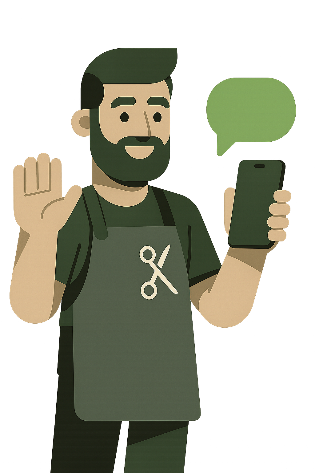 Ilustración de un barbero hablando por teléfono